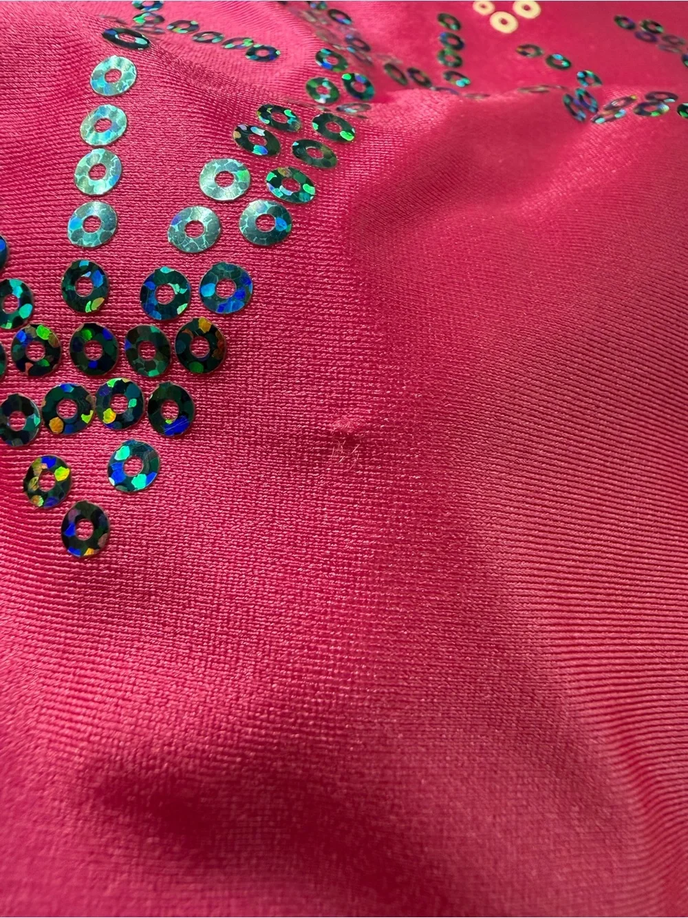 Ozone Sequin Neon Pink Leotard size Youth Medium YM with Flower and Olympus